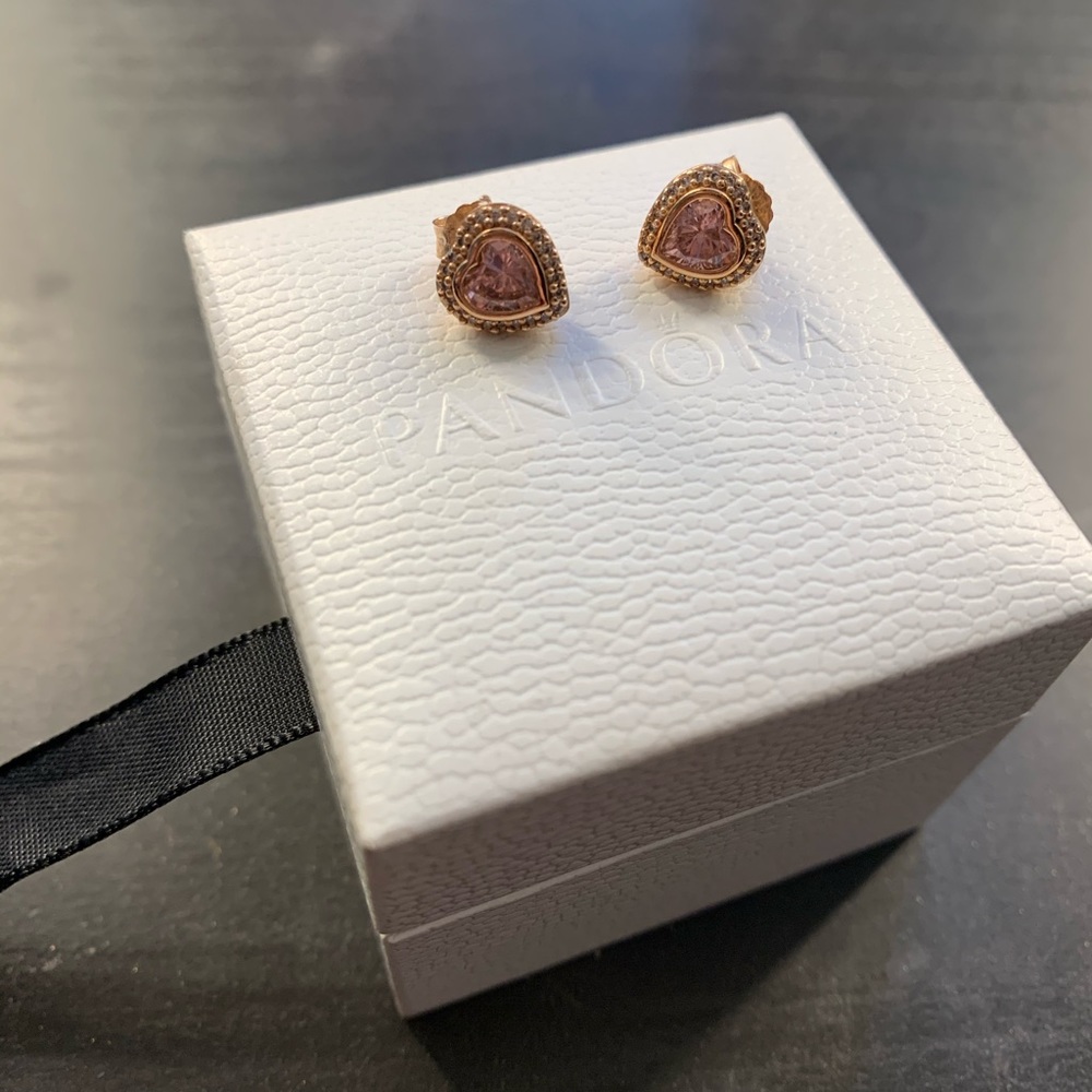 Pandora Gold and pink stud earrings